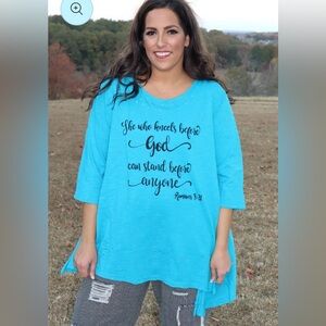 *NEW* A Rare Bird Distressed Tee handmade with love L/XL blue